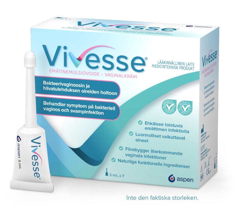 Vivesse Vaginalkram behandlar symptom på både bakteriell vaginos och svamp i underlivet.