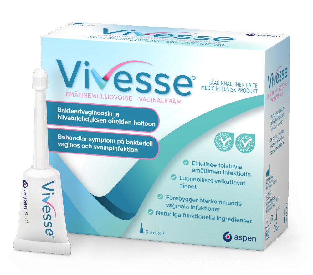 Vivesse Vaginalkram behandlar symptom på både bakteriell vaginos och svamp i underlivet.